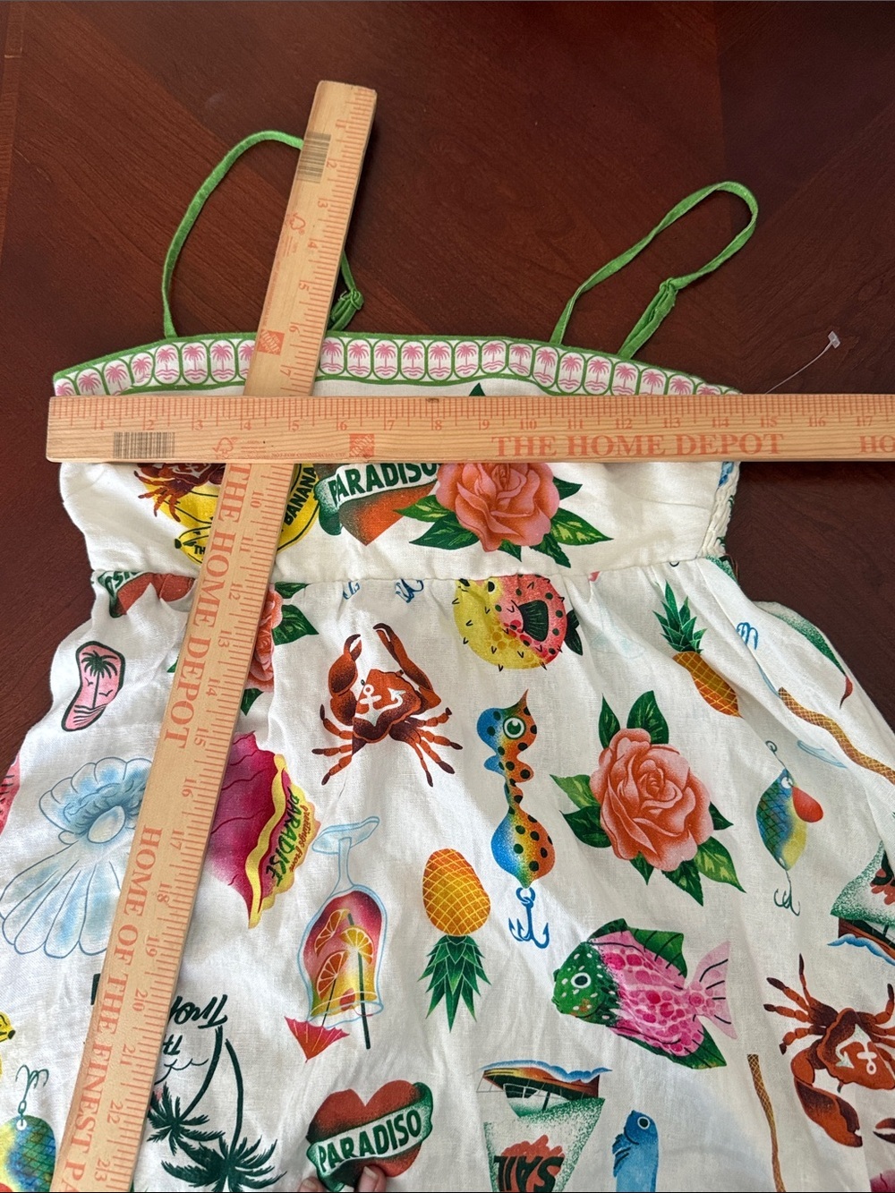 Anthropologie linen white Maxi Sundress Multi-Color Tropical Print pockets XS - Picture 13 of 13
